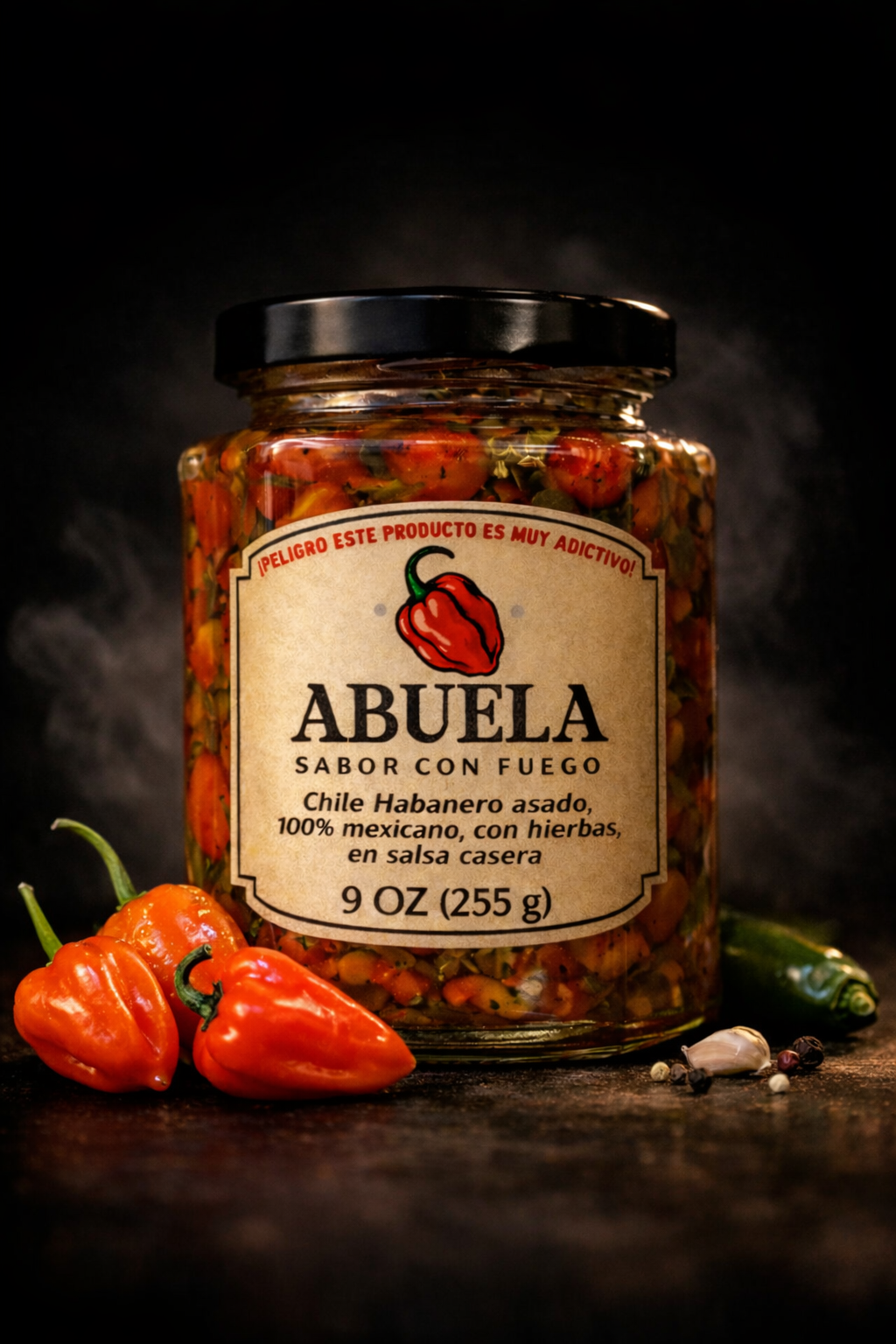 Habaneros asados enteros